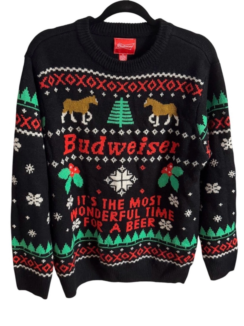 Budweiser Christmas Sweater  unisex  size medium, clydesdales, ugly sweater